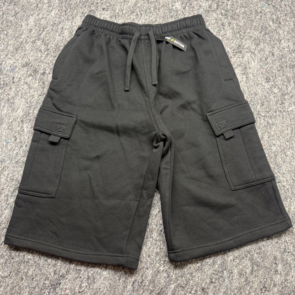 Top To Bottom Mens Heavy Weight Cargo Sweat Shorts Black XL NWT